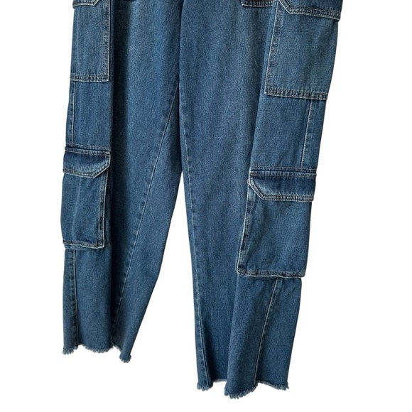 Baggy Relaxed Cargo Jeans, Wide Leg, High Elastic Waist, 30 - Picture 3 of 11